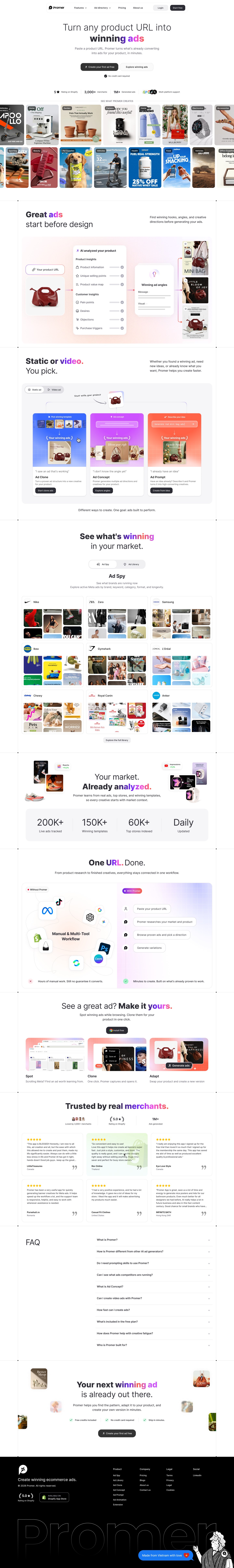 Ad Clone, một trong các trang công cụ từ giai đoạn Promer còn dàn trải nhiều sản phẩm
