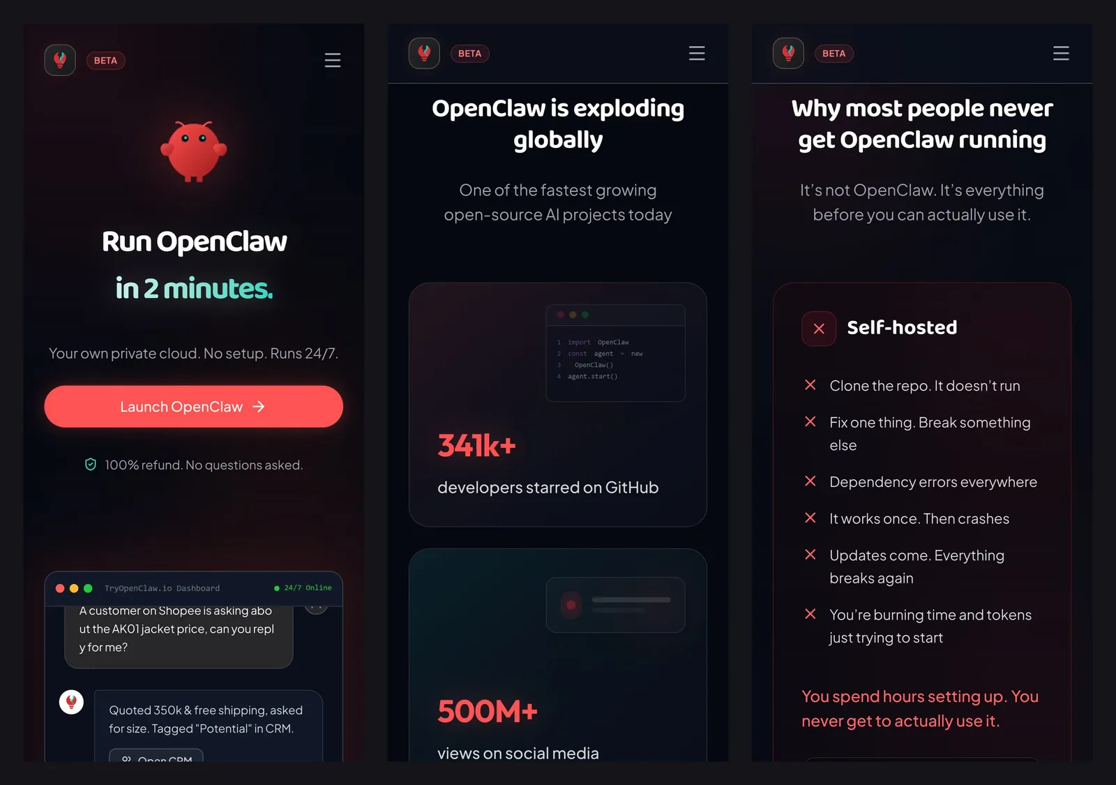 TryOpenClaw.io trên mobile
