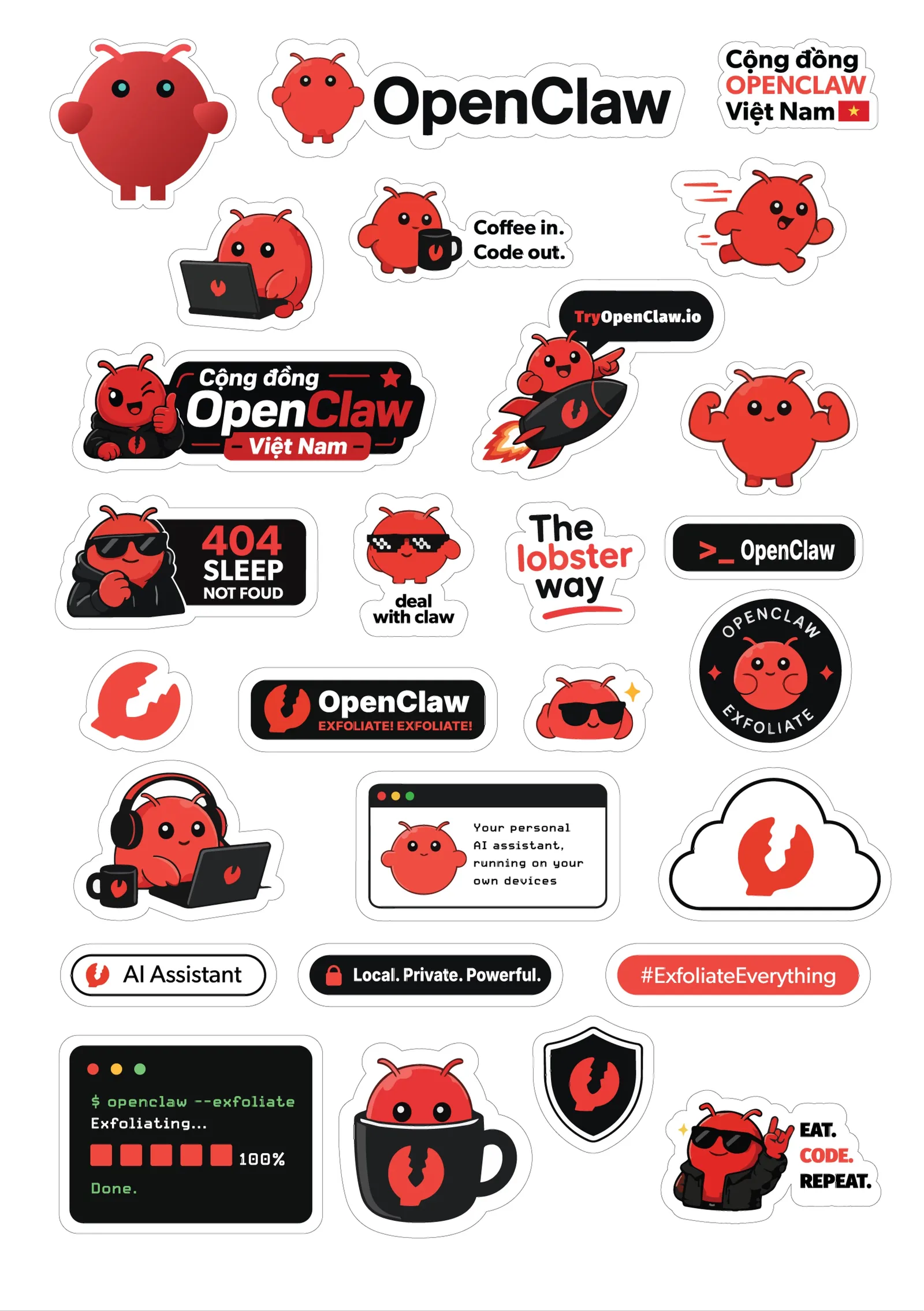 Bộ sticker phát cho khách